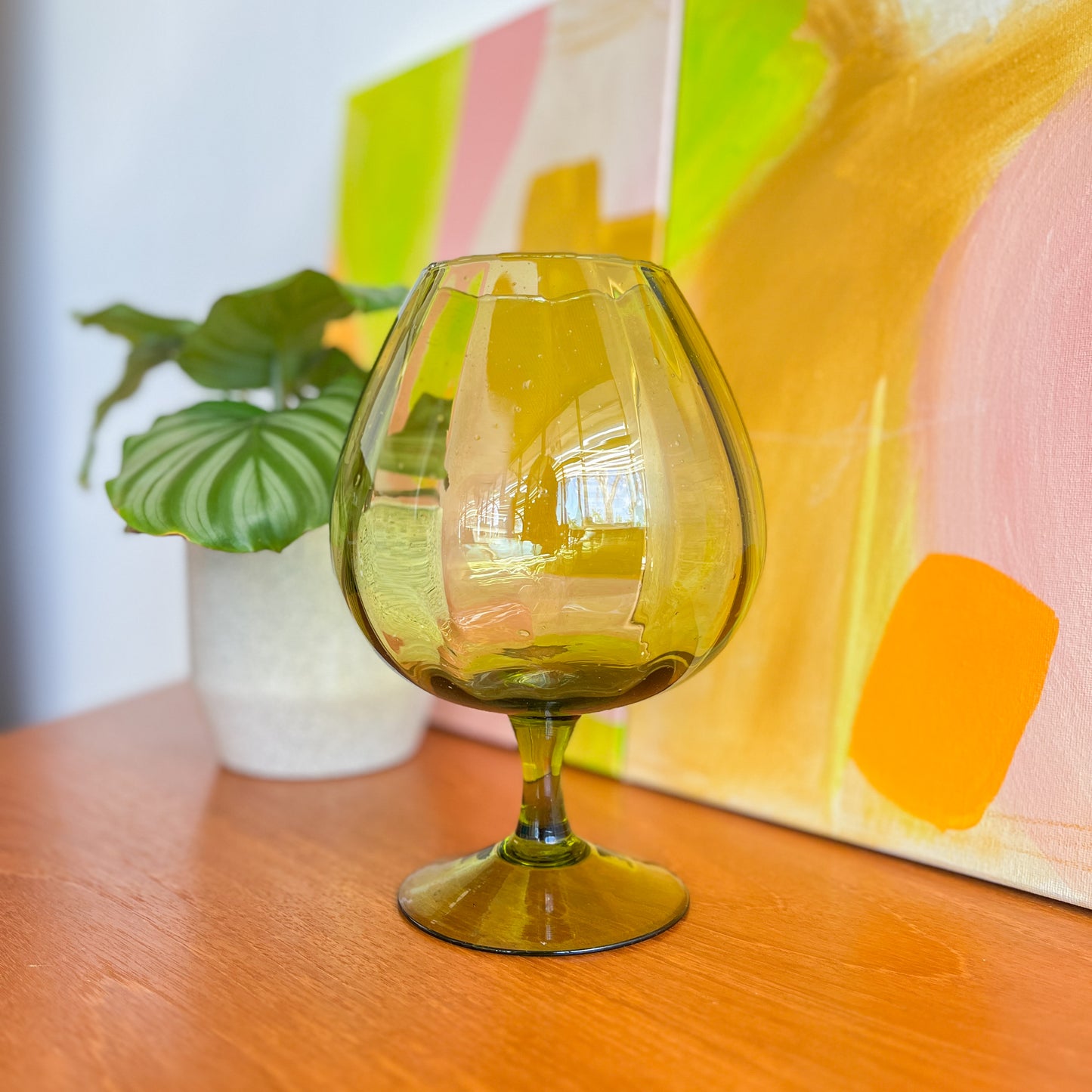 Vintage mid-century handblown glass likely Empoli