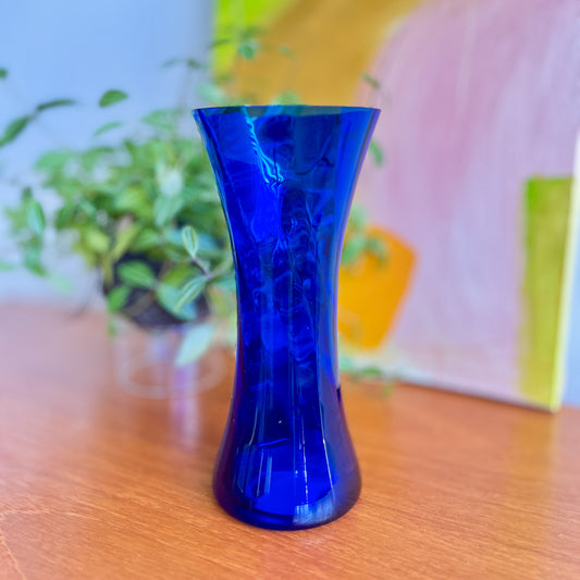 Vintage blue glass vase