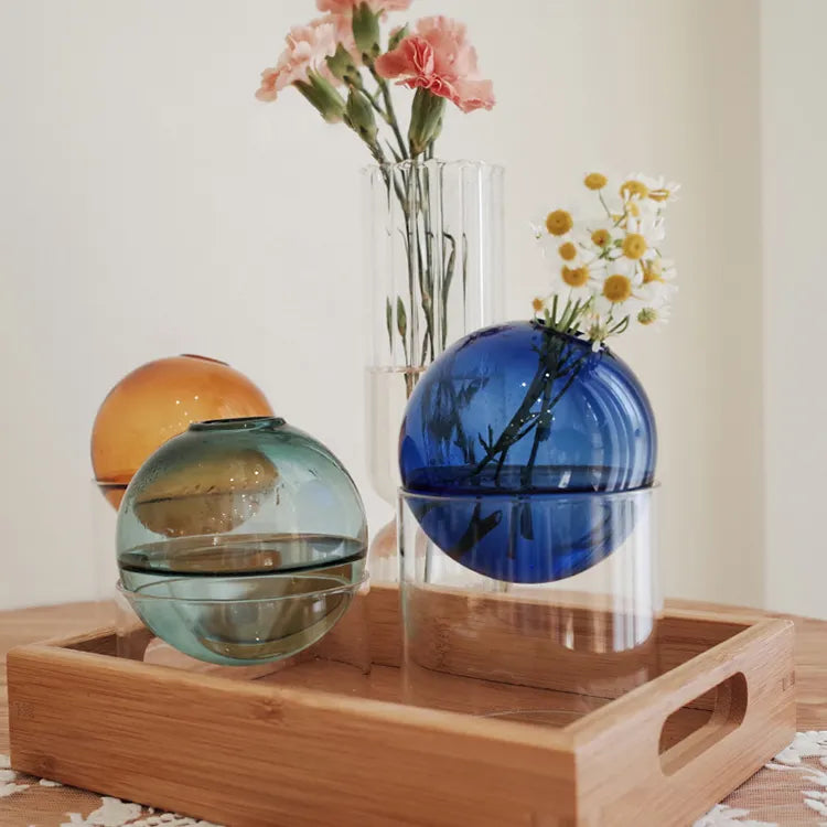 "Round" Colourful Geometric Design Glass Vase