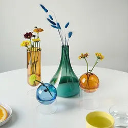 "Round" Colourful Geometric Design Glass Vase