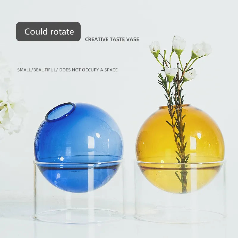 "Round" Colourful Geometric Design Glass Vase